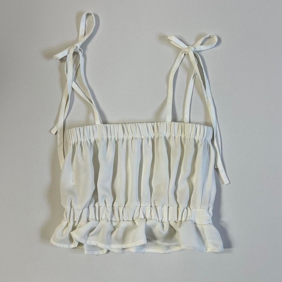 White Ruffle Crop Top - Picture 1 of 4